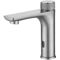 XJTNLB Sensor Wasserhahn Bad Waschtischarmatur Infrarot Sensor Bad Armaturen Waschbecken Einhebelmischer für Badezimmer Gebürstetes