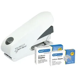 RAPESCO Halbstreifen-Heftgerät »ECO Luna Less Effort« Germ-Savvy antibakteriell weiß, 14.4x9x6.5 cm