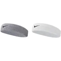 Nike Unisex Erwachsene Swoosh Headband/Stirnband, Grau (Grey Heather/Black), Einheitsgröße & Unisex Erwachsene Swoosh Headband/Stirnband, Weiß (White/Black), Einheitsgröße
