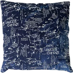 Deko-Kissen Schrift, Sofakissen Zierkissen mit F√ollung, blau Glanz-Effekt 45x45cm