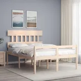vidaXL Seniorenbett, Holzbett Bett mit Kopfteil Stauraum, Doppelbett für Senioren, Komfortbett Bettgestell mit Lattenrost, Schlafhöhe vom Boden 45cm, 140x200cm Massivholz