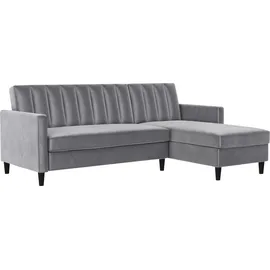 dorel home Ecksofa DOREL HOME "Celine, L-Form", grau, B:213cm H:83cm T:154cm, Veloursstoff 100% Polyester, Sofas, Ecksofa, mit Bett-Funktion und Stauraum. Recamiere beidseitig montierbar