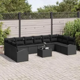 vidaXL Sofa Set 11 pcs Schwarz Poly-Rattan - Schwarz