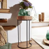 FineBuy Beistelltisch Braun Akazie 28 x 28 x 55 cm
