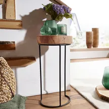 FineBuy Beistelltisch Braun Akazie 28 x 28 x 55 cm