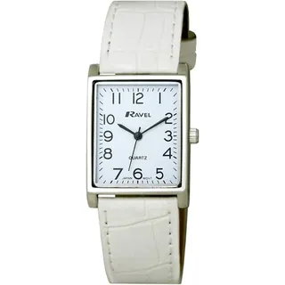 Uni Armbanduhr, Traditionelle rechteckige Uhr mit klarem Klares Zifferblatt und stilvolle Zeiger Hochwertiges Gehäuse und komfortables Armband - Weiß