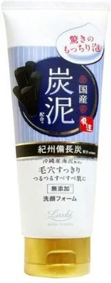Loshi Reinigungsschaum mit Aktivholzkohle & Meerschlamm – Tiefenreinigung der Poren mit Kishu-Binchotan & Okinawa-Meerschlamm (120 g)