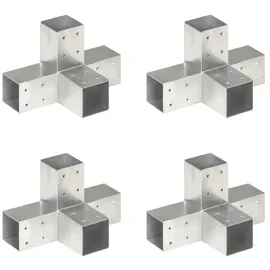vidaXL Pfostenverbinder 4 Stk. X-Form Verzinktes Metall 71 x 71 mm