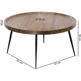 Wohnling Couchtisch WL5.678 Sheesham Massivholz 75 x 75 cm