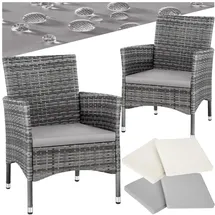 Tectake Rattansessel 57 x 59 x 85 cm 2 St. inkl. Sitzbezüge 4 St. grau/hellgrau