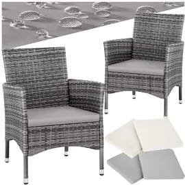Tectake Rattansessel 57 x 59 x 85 cm 2 St. inkl. Sitzbezüge 4 St. grau/hellgrau