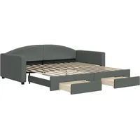 VidaXL Tagesbett Ausziehbar mit Schubladen Dunkelgrau 100x200 cm Stoff