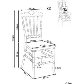 Beliani Esszimmerstuhl 2er Set MENDON Transparent