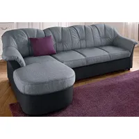 DOMO collection "Flores Schlafsofa, B/T/H: 233/142/86 cm, L-Form", silber (schwarz, silberfarben), B:231cm H:84cm T:142cm, Kunstleder SOFTLUX / Struktur ( 90% Polyester, 10% Polyacryl );NaturLEDER (echtes Rindsleder) in Sitz und Rücken.