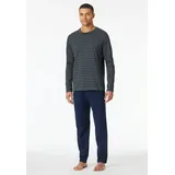 SCHIESSER Pyjama Schlafanzug lang - Casual Essentials in Anthrazit, Blau | Gr.: 102