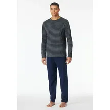 SCHIESSER Pyjama Schlafanzug lang - Casual Essentials in Anthrazit, Blau | Gr.: 102