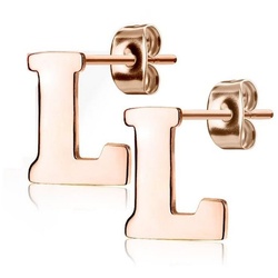 BUNGSA Ohrring-Set Ohrstecker Buchstaben Rosegold aus Edelstahl Damen (1 Paar (2 Stück), 2-tlg), Ohrschmuck Ohrringe rot