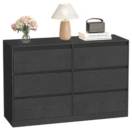 VASAGLE Kommode mit 6 Schubladen 40 x 119,4 x 75 cm Ebenholzschwarz