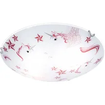 ETC Shop Einhorn Decken Lampe Mädchen Kinder Zimmer Glas Leuchte rosa weiß im Set inkl. LED Leuchtmittel
