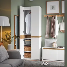 SoBuy Kleiderschrank 2-türig 5 Fächer Holzart unbekannt weiß