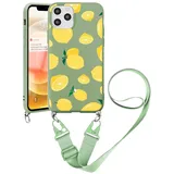 Yoedge Handykette Kompatibel mit iPhone 11 Pro MaX Hülle mit Kordel Umhängenhülle Smartphone Necklace Hülle mit Band 6,5", Silikon Handy Schutzhülle TPU Bumper Cover mit Kette abnehmbar, Zitrone