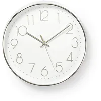 Nedis Wanduhr, Durchmesser: 300 mm, Kunststoff, Silber
