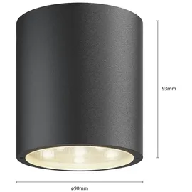 LUCANDE Meret rund, anthrazit, Metall - Schwarz aus Aluminium 1-flammig