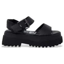 Buffalo für Damen. 1602267 Pluto Jojo Sandalen schwarz (40), 5 bis 8 cm, Schnalle, Lässig