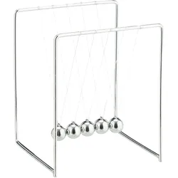 Relaxdays ton Pendel, Kugelpendel für Schreibtisch & Büro, Physik, 5 Kugeln, Metall, ton Kugelstoßpendel, silber