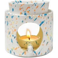 Duftlampe aus Keramik mit Teelichthalter, Duftlampe für Ätherische Öle, Aromalampe mit Kerzenlöffel, Räucherstövchen duftlampe für Duftwachs und Duftöl