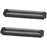 LALADEFIEE Magnetischer Messerhalter Aus Verzinktem Eisen 20cm Wandmontiertes Küchengeschirrregal Mit Starkem Magnet Platzsparendes Utensilienrack Für Küche Und Werkstatt Schwarze Oberfläche