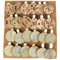 TianWlio Weihnachtsdekoration DIY Weihnachtsdekorationen aus Holz 1 bis 24 Kalenderclip Kreative Adventskalender zum Befüllen Weihnachtskalender Stoffsäckchen zum Selberfüllen (Khaki, One Size)