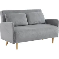 sweeek Skandinavisches 2-Sitzer-Sofa mit hellgrauem Cordbezug, Holzfüßen und verstellbarer Rückenlehne - Panam
