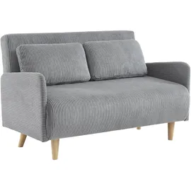 sweeek Skandinavisches 2-Sitzer-Sofa mit hellgrauem Cordbezug, Holzfüßen und verstellbarer Rückenlehne - Panam