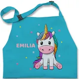 Kinderschürze Schürze Kinder Jungen Mädchen - Einhorn Unicorn - 7-14 Jahre - Türkis - personalisierte kochschürze 2 name personalisierter einhörnern einem motiv und geschenke personalisiertes - 7-13 Jahre