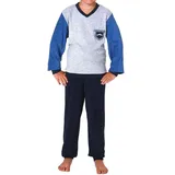 NORMANN Frottee Pyjama langarm Schlafanzug Bündchen - 65472 in navy | Gr.: 146/152