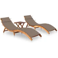 vidaXL Sonnenliegen 2 Stk. mit Tisch und Auflagen 0 x 0 x 0 cm Schwarz