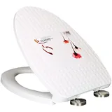 Toilettendeckel, WC Sitz mit Absenkautomatik,Toilettendeckel mit 3D-Muster in Weiß,Quick-Release Funktion für Einfach Reinigung,Hochleistungs-WC-Deckel aus Oval,Exklusives Öffnungsdesign Dandelion