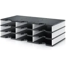 Styro Sortierstation styrodoc trio black & white schwarz/weiß mit 9 Fächern