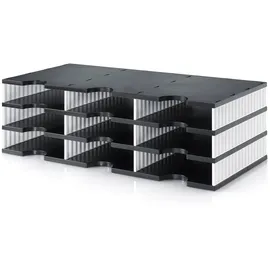 Styro Sortierstation styrodoc trio black & white schwarz/weiß mit 9 Fächern