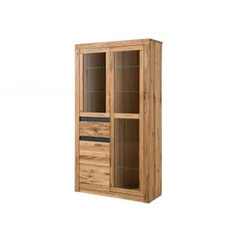 Massivmoebel24 Vitrine Wild-/Zerreiche 110 x 42 x 200 cm Natur geölt