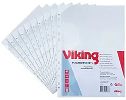 Viking Premium Prospekthülle DIN A4 Glasklar Transparent 110 Mikron PP (Polypropylen) 11 Löcher 25 Stück