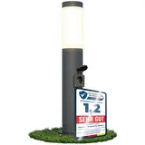linovum BOSEA-S Gartenbeleuchtung mit Steckdose & E27 Sockel - Energiesäule 50cm anthrazit Wegeleuchte mit Strom & Licht IP44