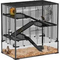 PawHut Zwerghamster-Käfig Stahl, gehärtetes Glas