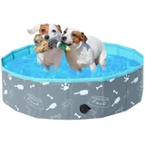 Demigreat Hundepool fur Große Kleine Hunde,80/120/ 160CM Faltbar Hunde Planschbecken, Tragbar & Eco-Friendly PVC Hunde Pool, Knochen