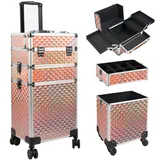 Kalolary 3-in-1 Kosmetikkoffer, Make-up Koffer Kosmetikkoffer Trolley Kosmetik Trolley Professionelle Künstler Kosmetik Organizer Box Multikoffer Friseurkoffer Make-up Koffer für Reisen (Bunt)