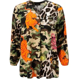 aniston plus Schluppenbluse beige/orange/pink/schwarz 46