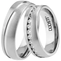 DOOSTI Trauring Schmuck Geschenk TITAN Trauring Ehering Partnerring LIEBE, Made in Germany - wahlweise mit oder ohne Zirkonia silberfarben 54