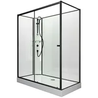 Schulte Komplettdusche Ibiza, 5 mm Sicherheitsglas, Profile Mattschwarz, Rückwände weiß,