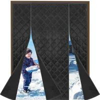 FYHDSH Magnet Thermovorhang Tür, Magnet Wärmeschutzvorhang für Türen, Thermo Türvorhang Winter, 4cm Breites Klettband, Kälteschutz, Für Balkontür/Terrassentür,190x200cm, Schwarz